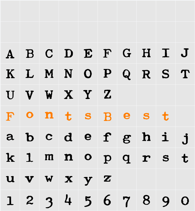 Typewriter Royal 200 Character Map