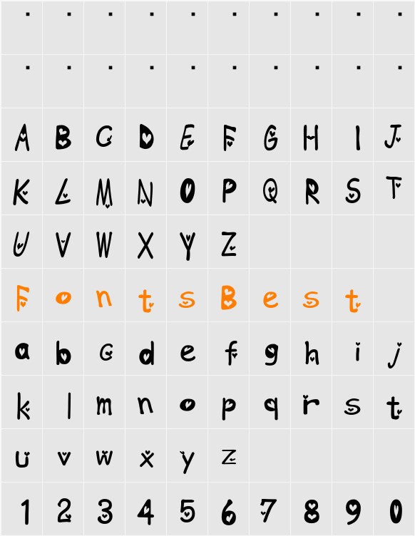 heartfont Character Map