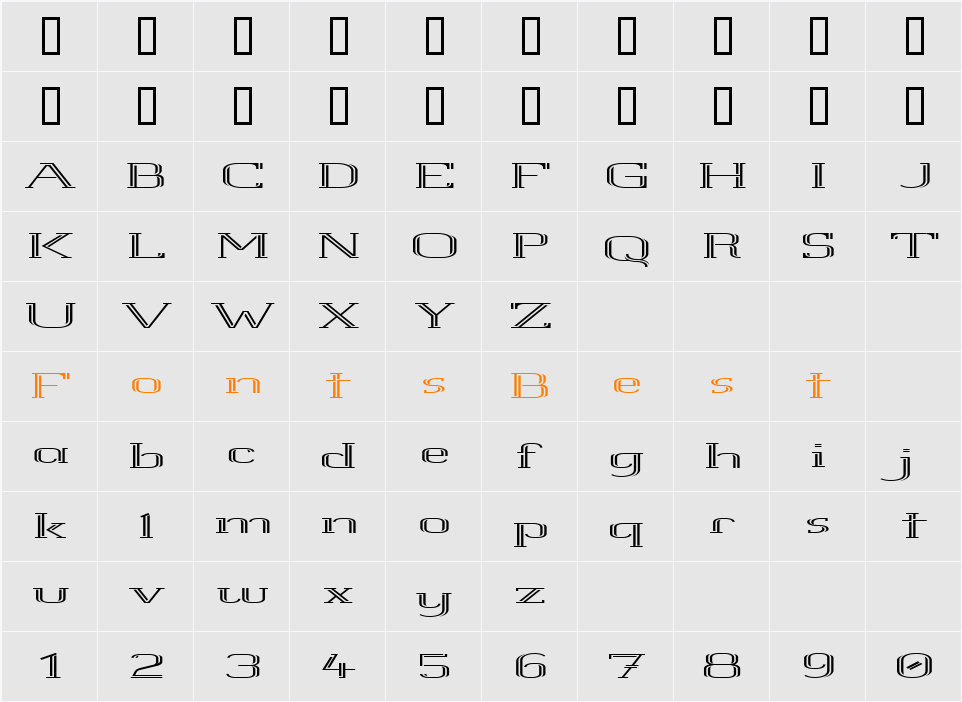 White Line Rolled Character Map