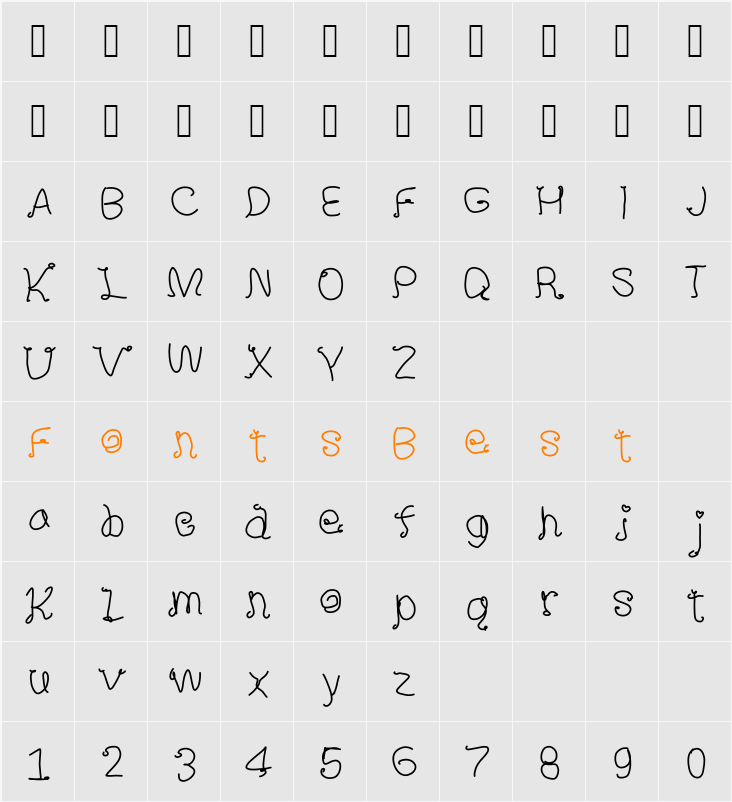 shine star curls MS Character Map