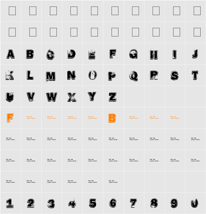 HARD ROCK Character Map