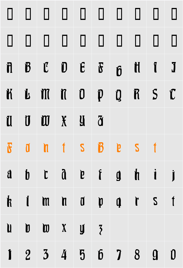 Pittoresk Condensed Character Map
