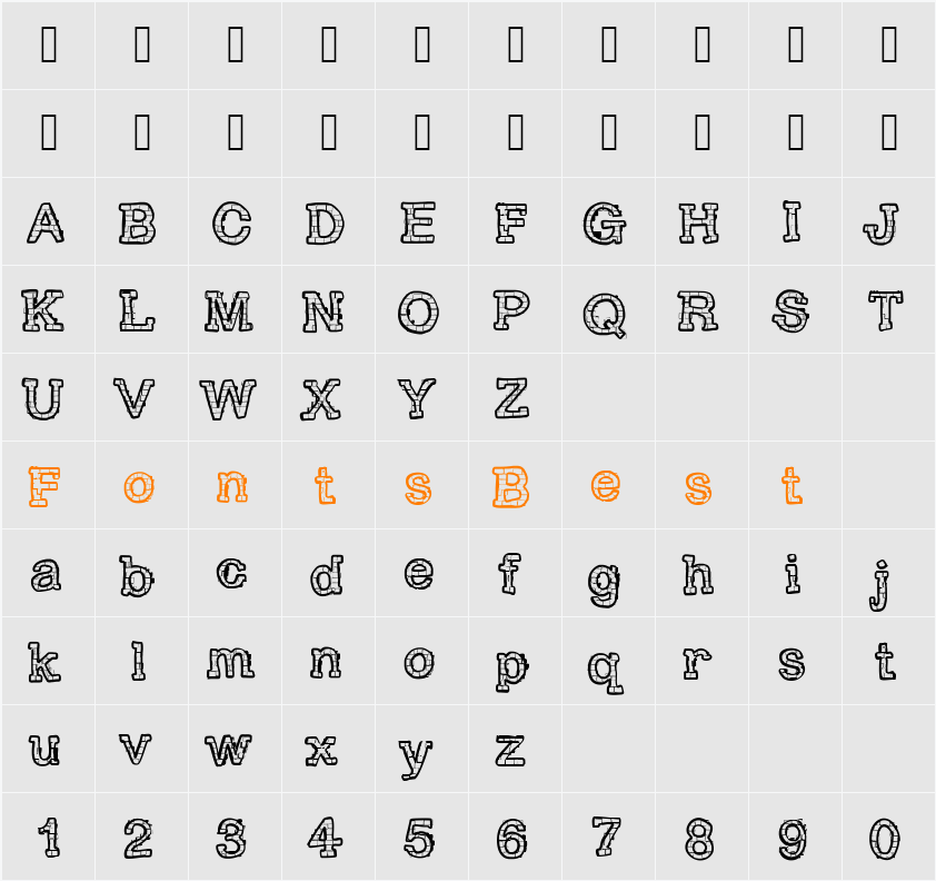 RH Brickhaus Proto Character Map