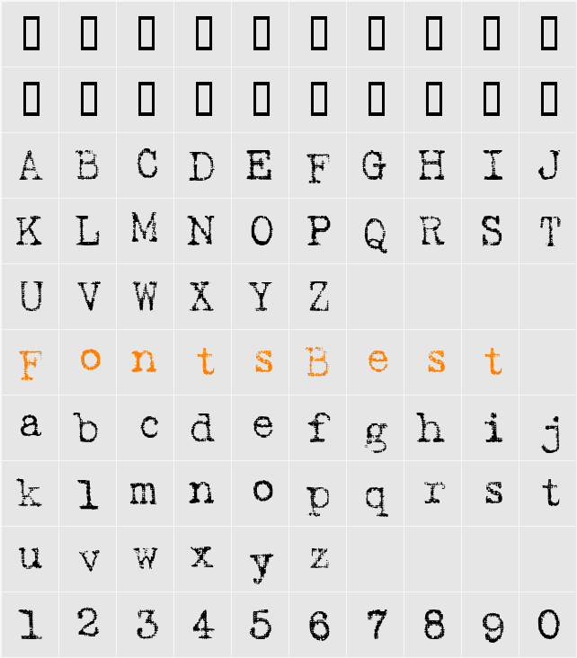 TypewriterRough Character Map