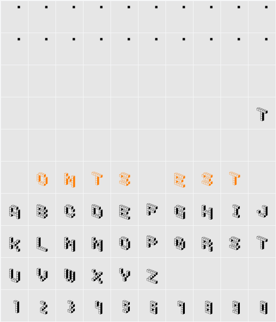 DemonCubicBlockFont Shade Character Map