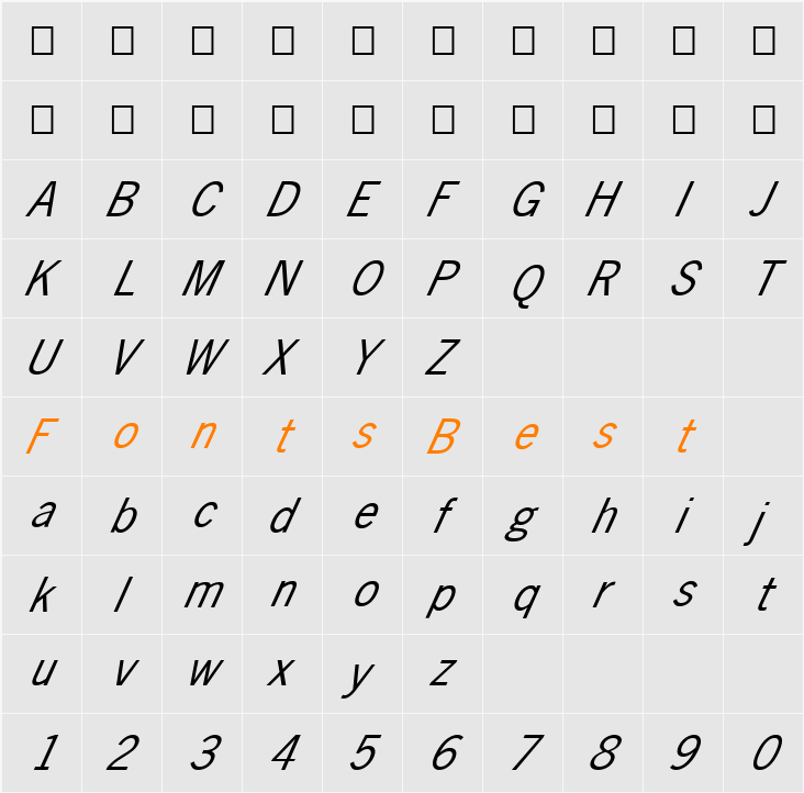 FZ BASIC 24 ITALIC Character Map