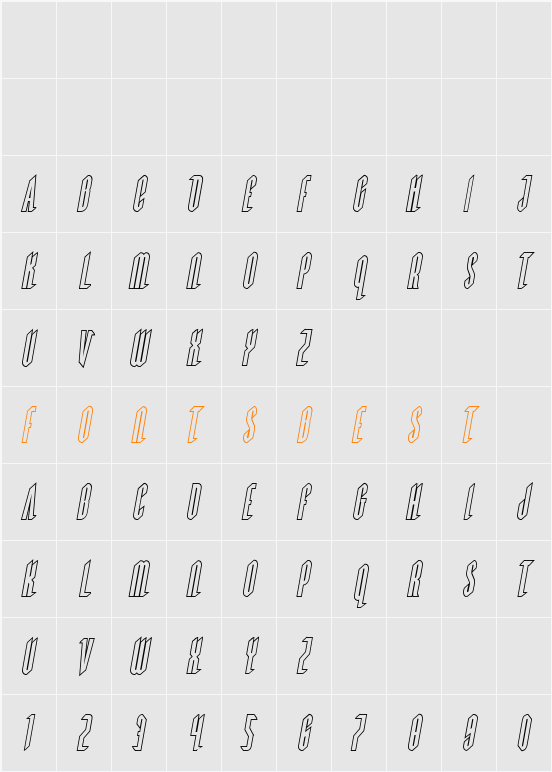 Devil Summoner Outline Italic Character Map