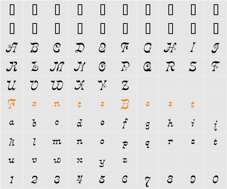 Derniere Character Map