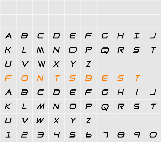 Promethean Condensed Italic Character Map