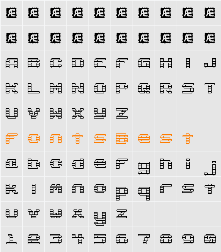 Gaposis Outline (BRK) Character Map
