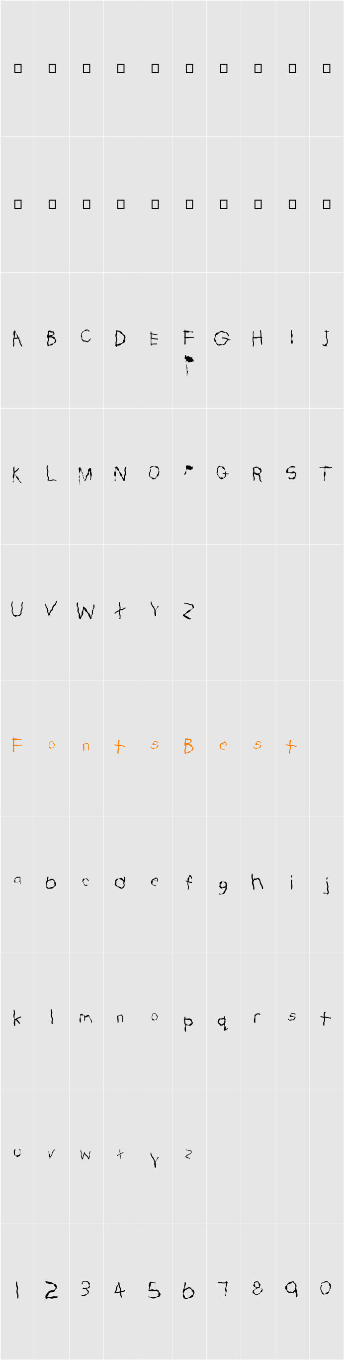 FZ HAND 22 WAVEY Character Map