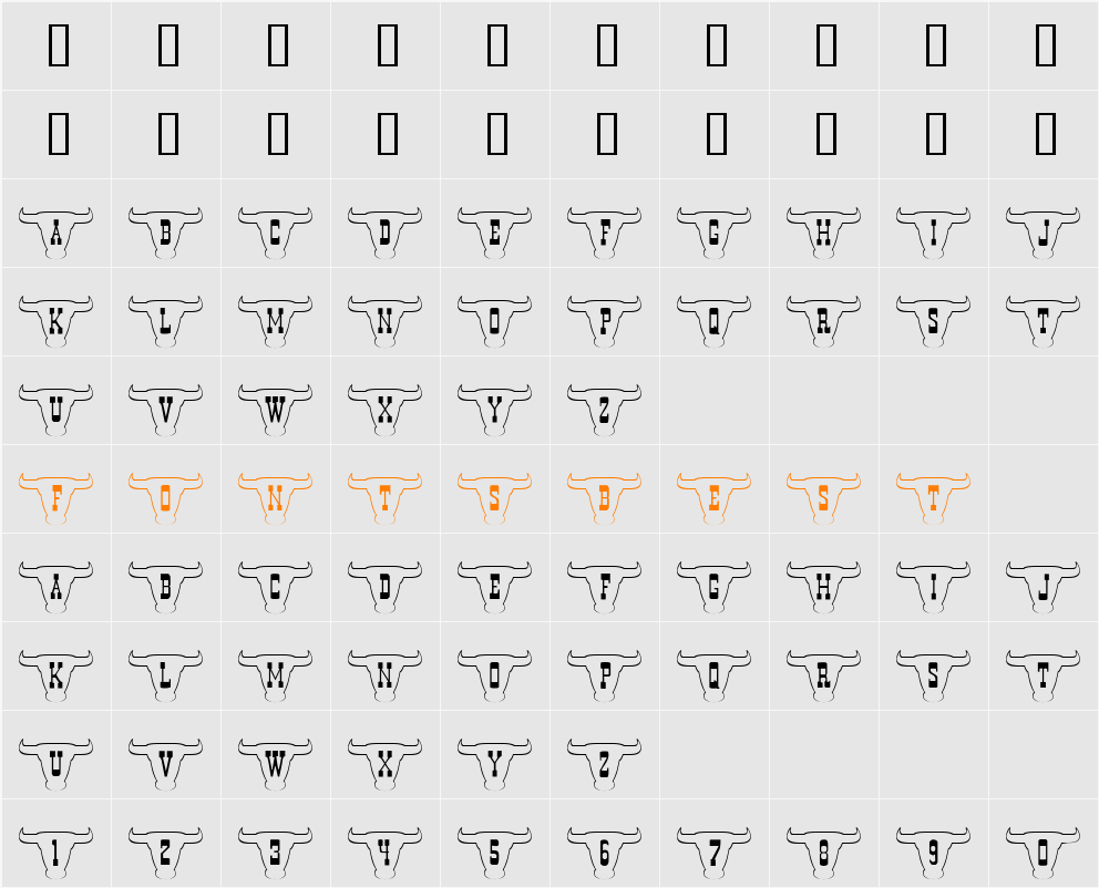 101! Texan Style Character Map