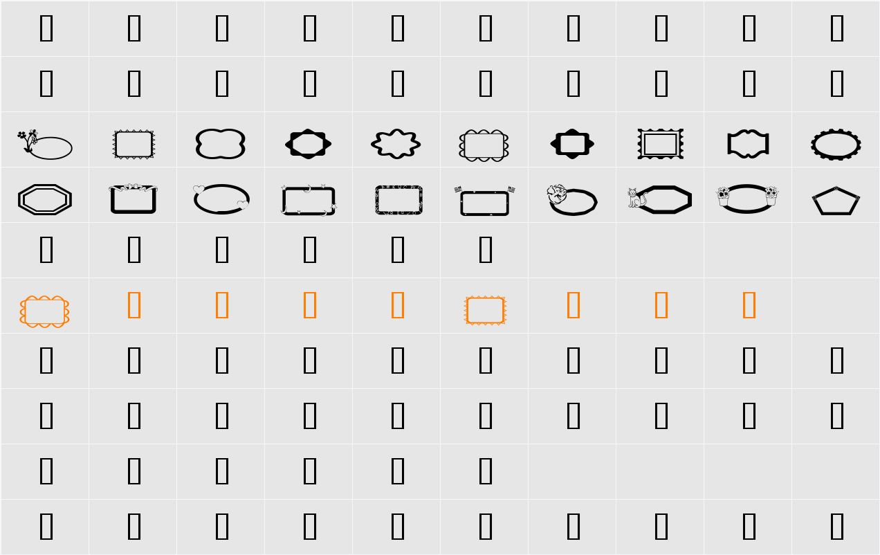 LCR FunFrames Character Map