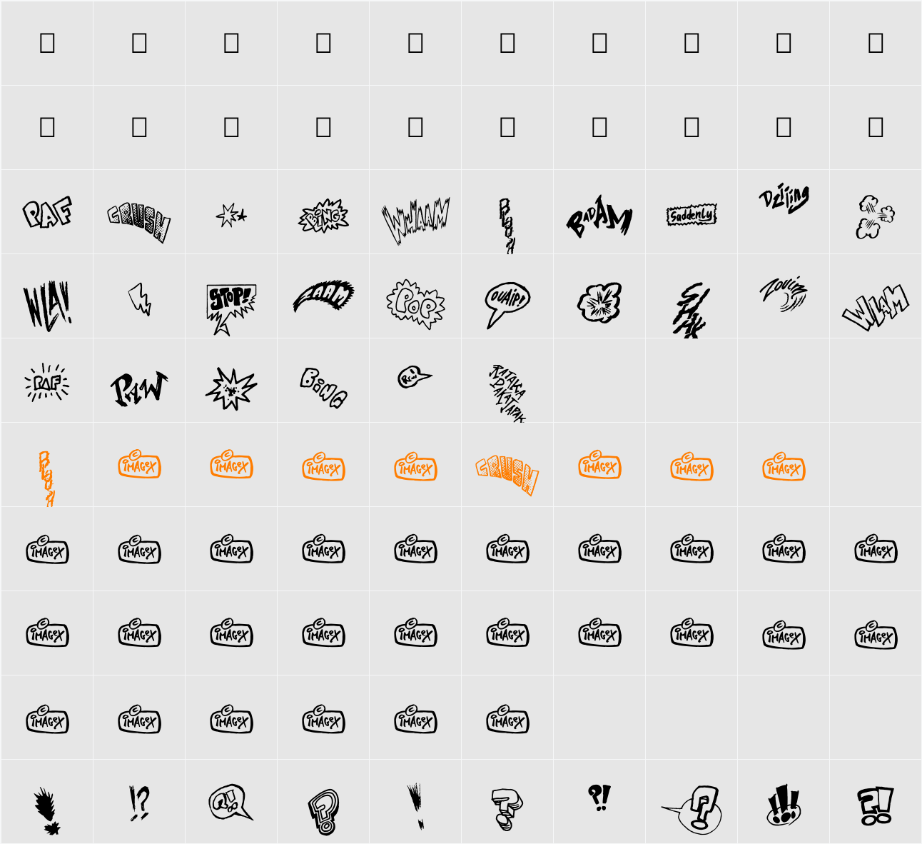 Onomatopaf Character Map