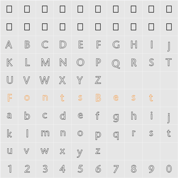 FZ BASIC 25 HOLLOW Character Map