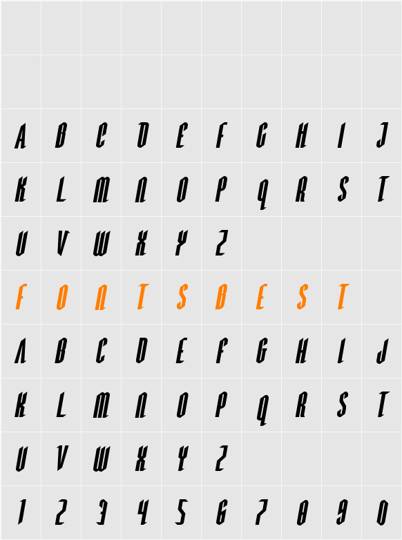 Devil Summoner Expanded Italic Character Map