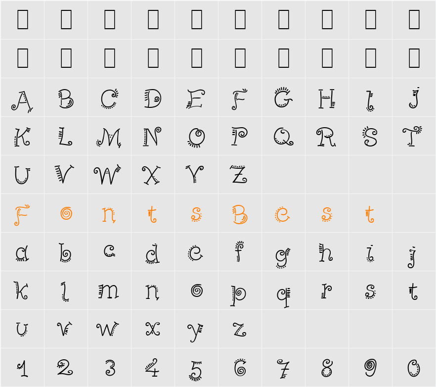 PizPaz Becker Character Map