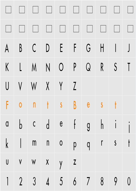Fusi Thin Character Map