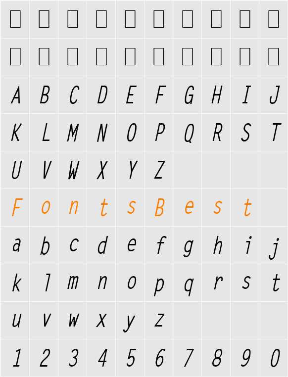 Lechter-Condensed Character Map