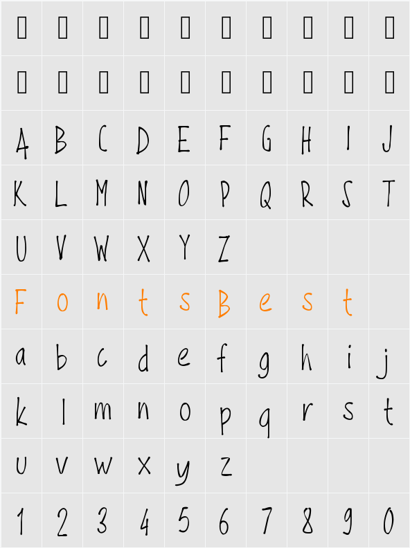 PWFine Character Map