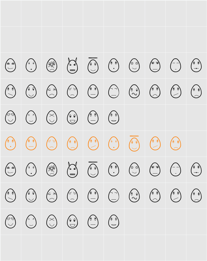 eggfaces tfb Character Map