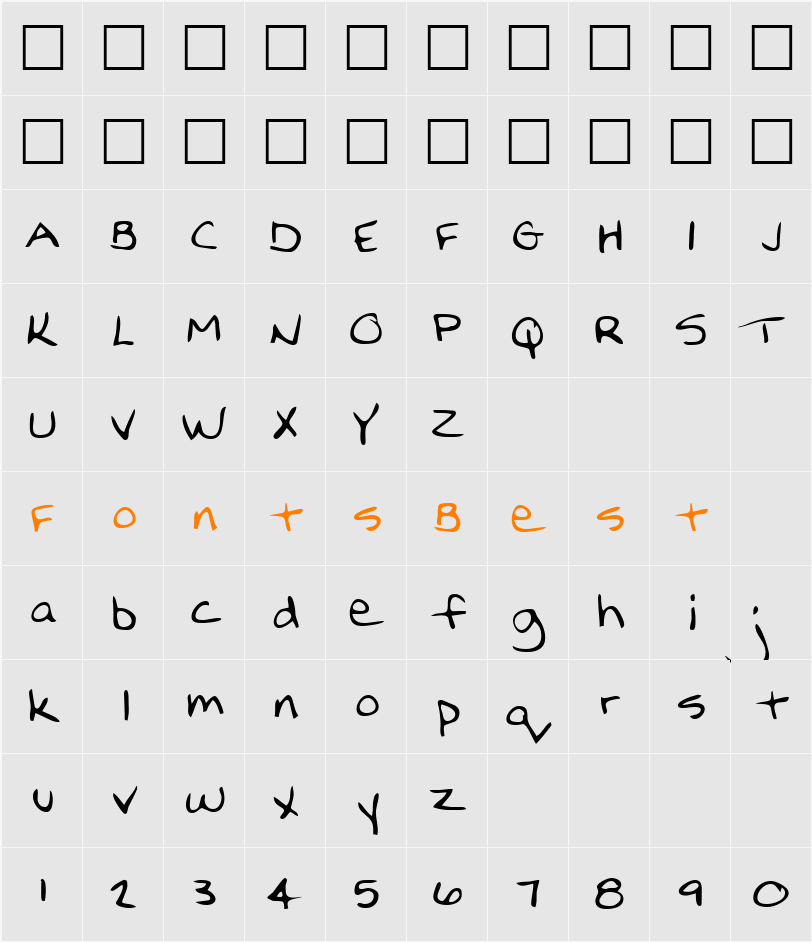 LEHN210 Character Map