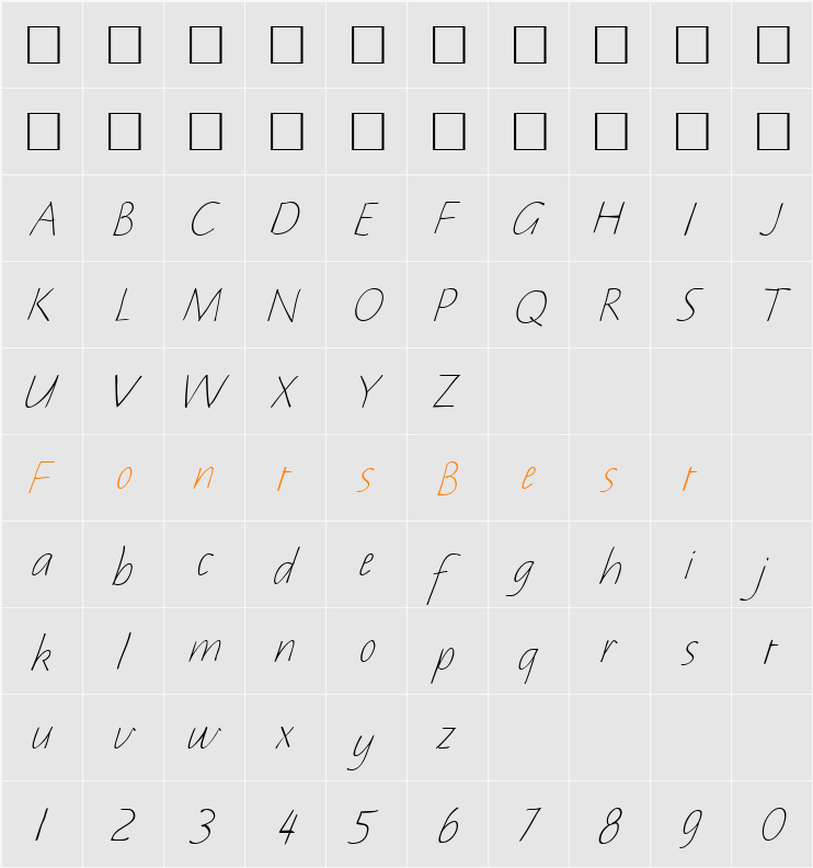 Notehand Character Map