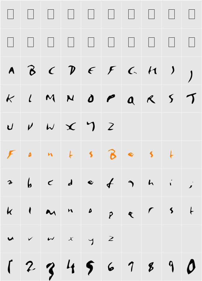 Enya Plain Character Map