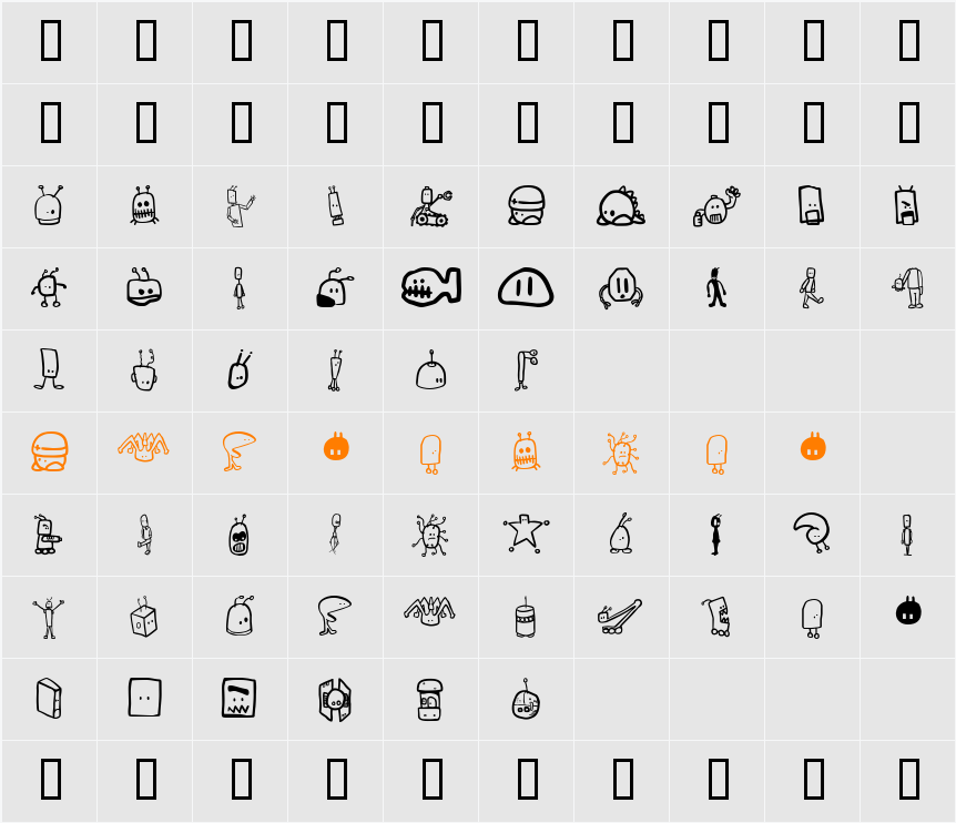 Tombots Character Map