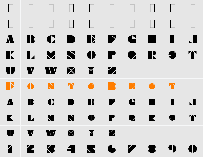 Obese & Square KK Character Map