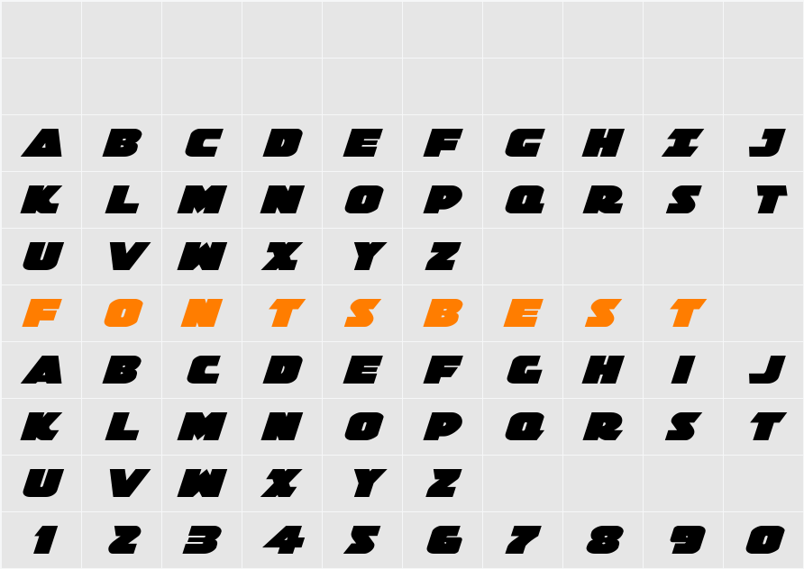 Jedi Special Forces Expanded Italic Character Map