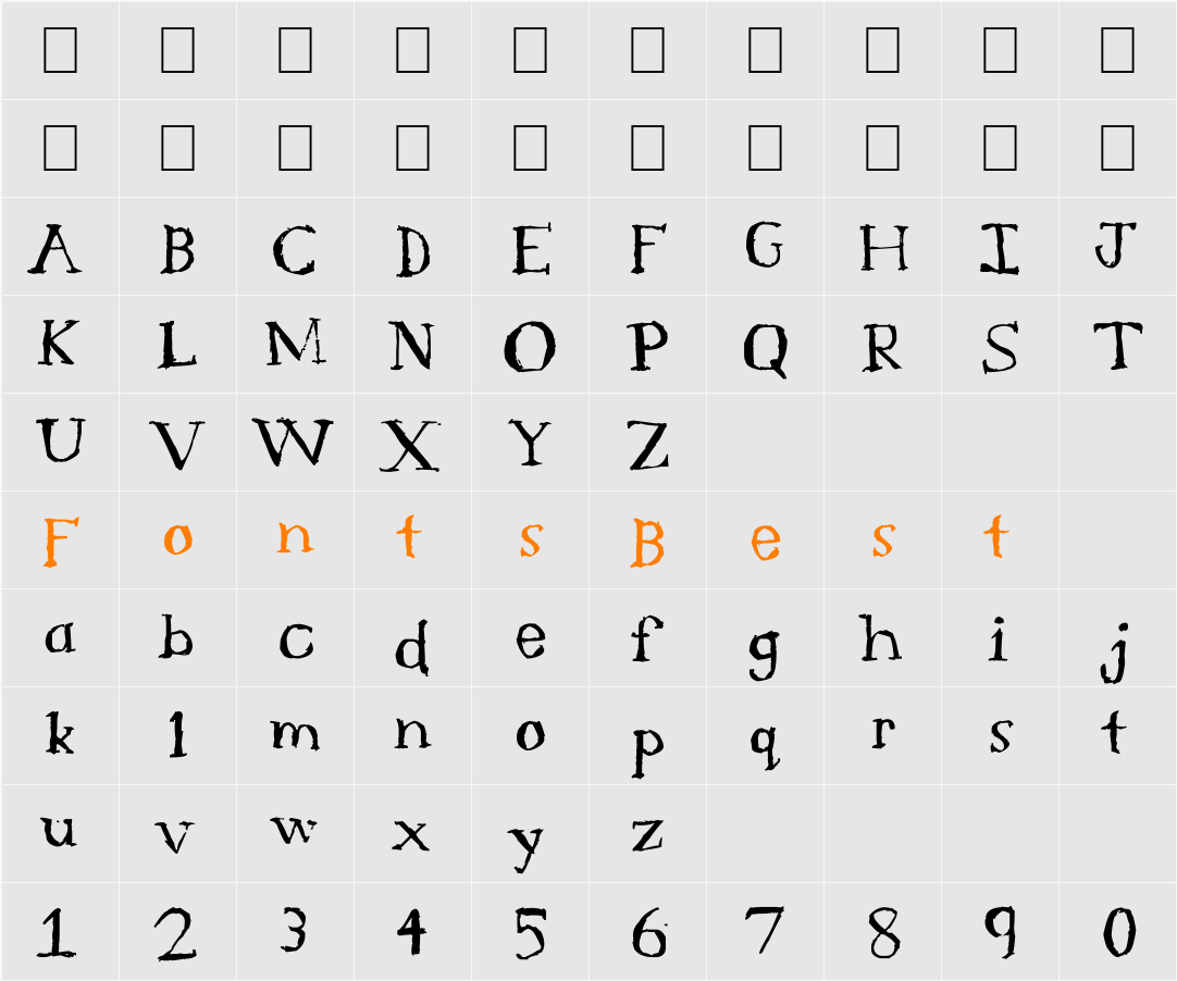 Serif Sketch Character Map