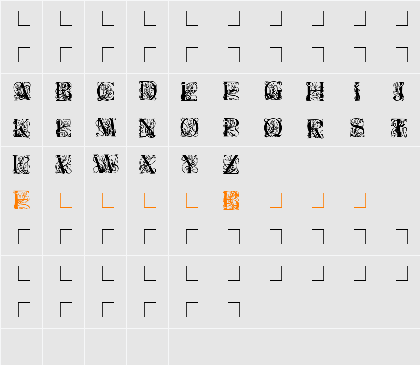 Elzevier-Caps Character Map