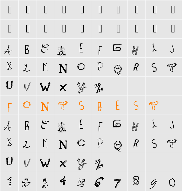 PWPatchwrks Character Map