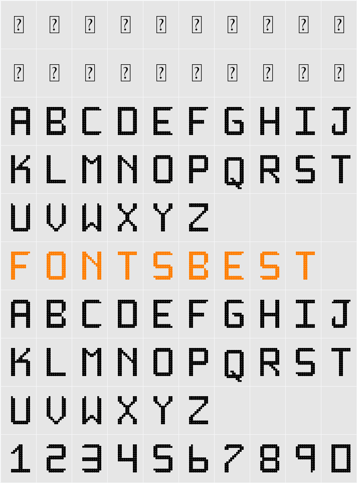 Rounded display St Character Map