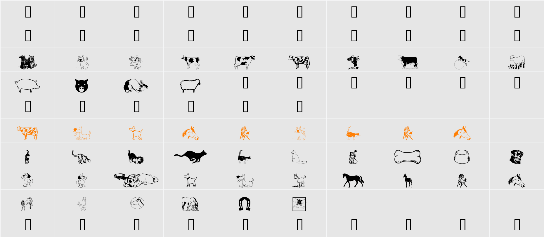 wmanimals1 Character Map