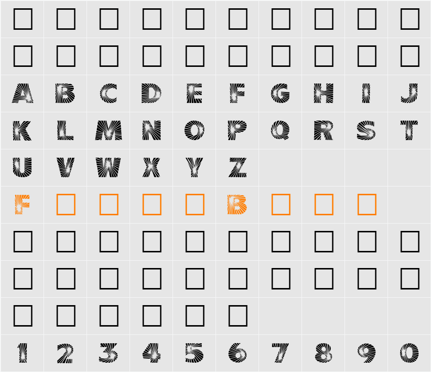 Starburst Character Map