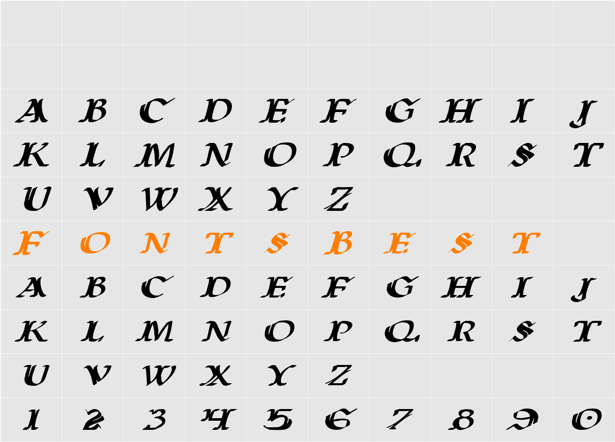 Wars of Asgard Expanded Italic Character Map