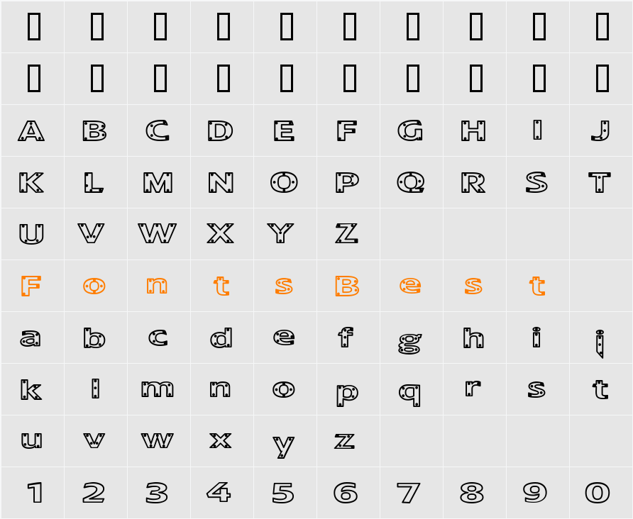 ScrewedFontDark Character Map