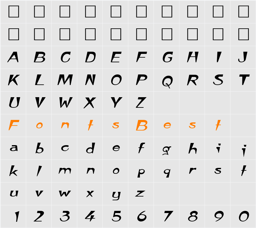 TempuraExpanded Character Map