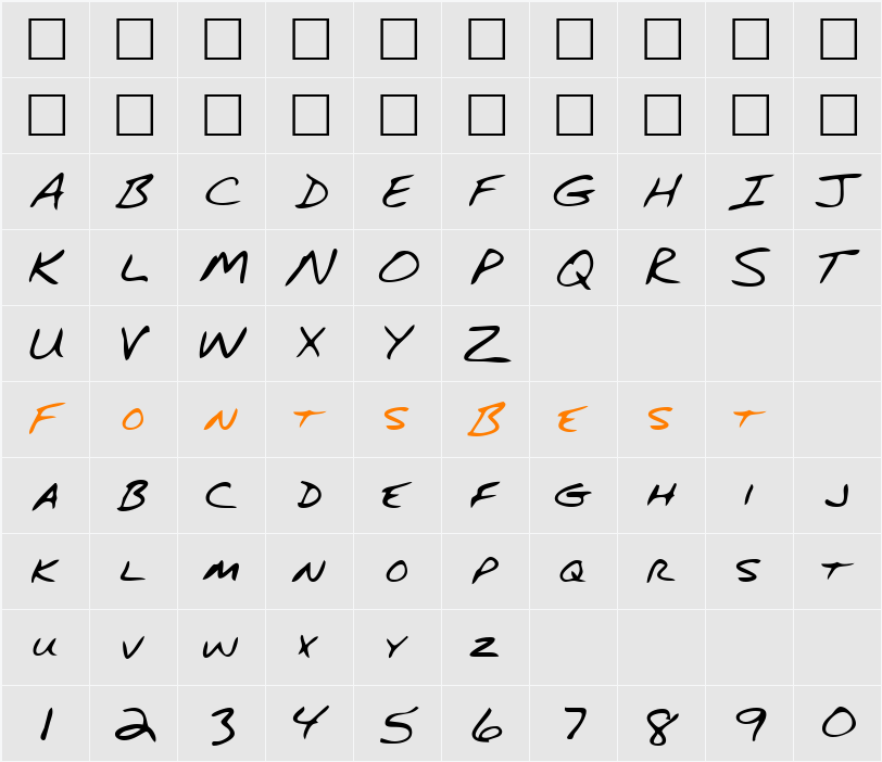 EliottsHand Character Map