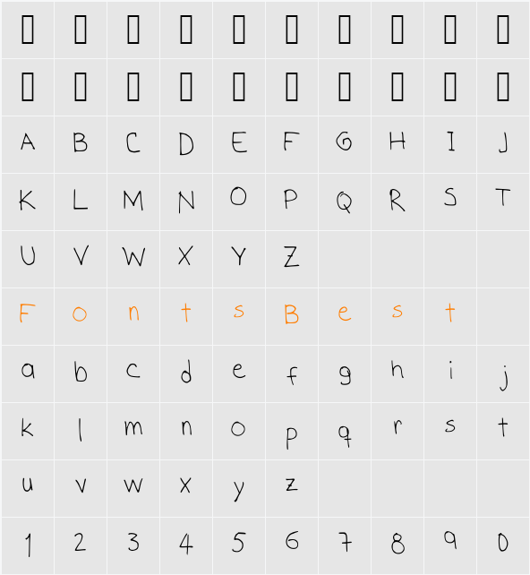 S Hand Character Map