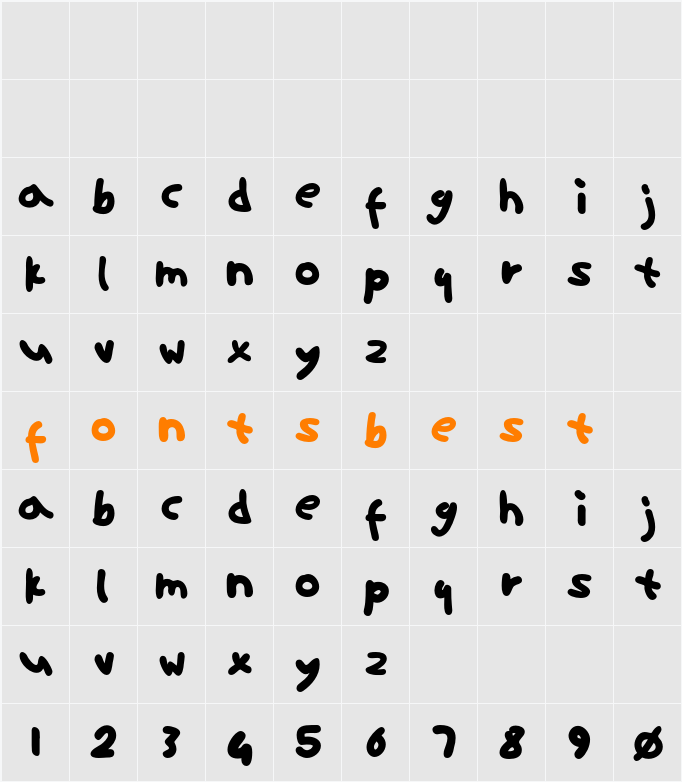 ninifont Character Map