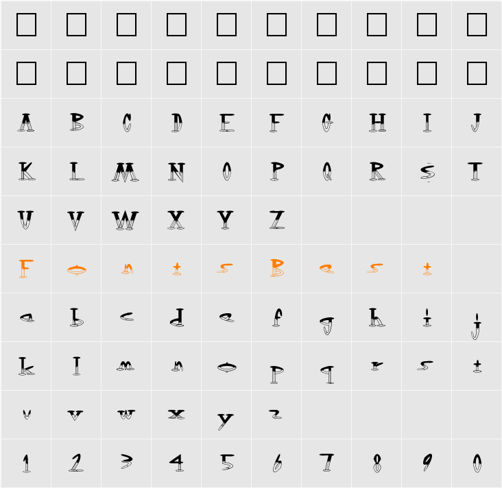 OutwestHalfEmpty Character Map