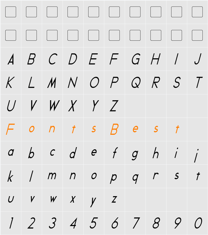 Geddes Condensed Character Map