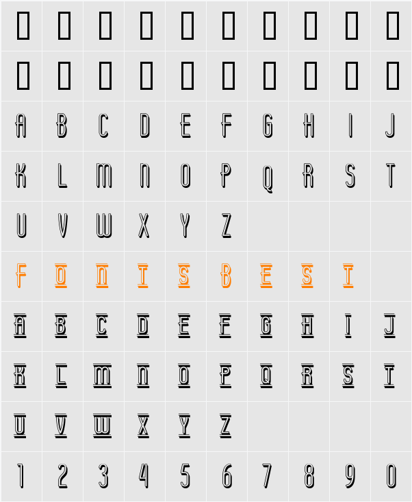 Operator Nine BTN Shadow Lined Character Map
