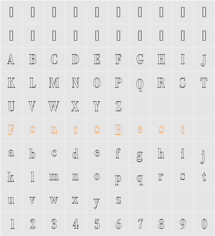 BodoniAntTDemBolConOu1 Character Map