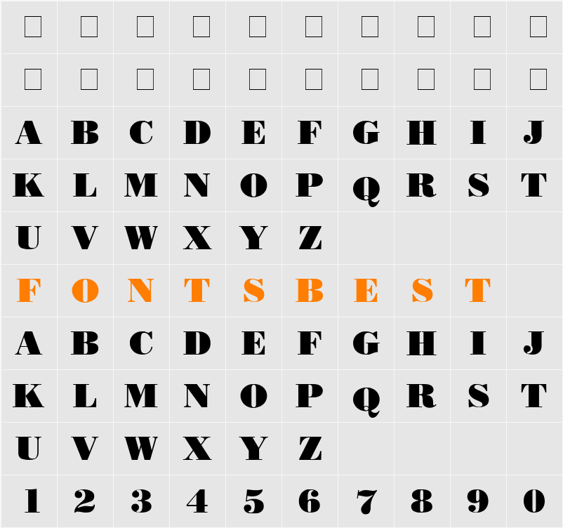 .VnBodoniH Character Map