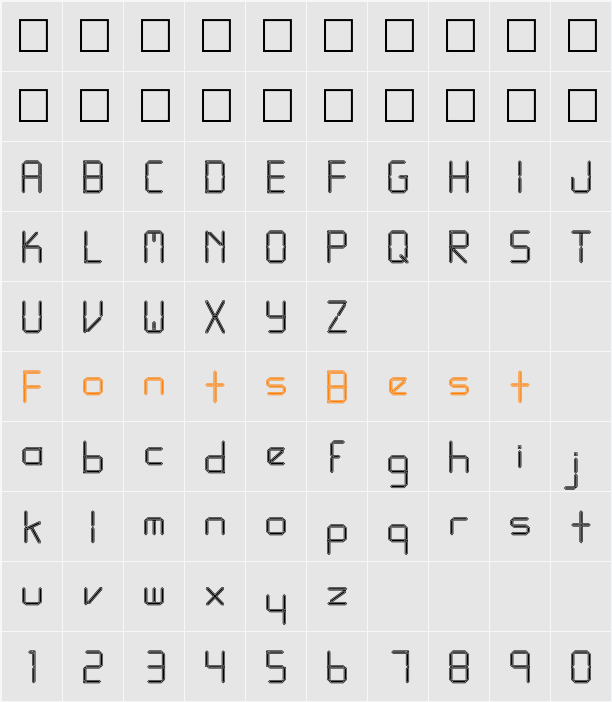 FZ DIGITAL 10 CONTOUR Character Map