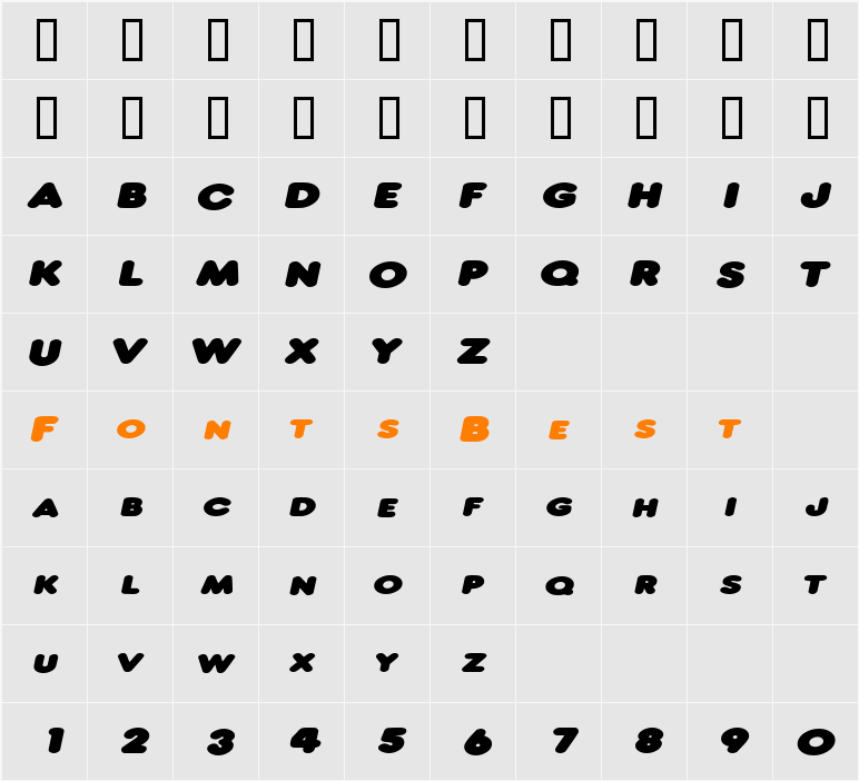 NeonExtended Character Map